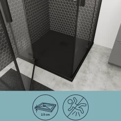 GoodHome Receveur de douche 90 x 90 cm, résine, noir, Douro* Receveur De Douche