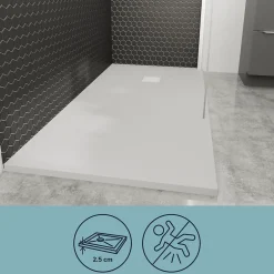 GoodHome Receveur de douche 90 x 160 cm, résine, blanc, Douro