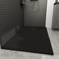 GoodHome Receveur de douche 90 x 140 cm, résine, noir, Douro* Receveur De Douche