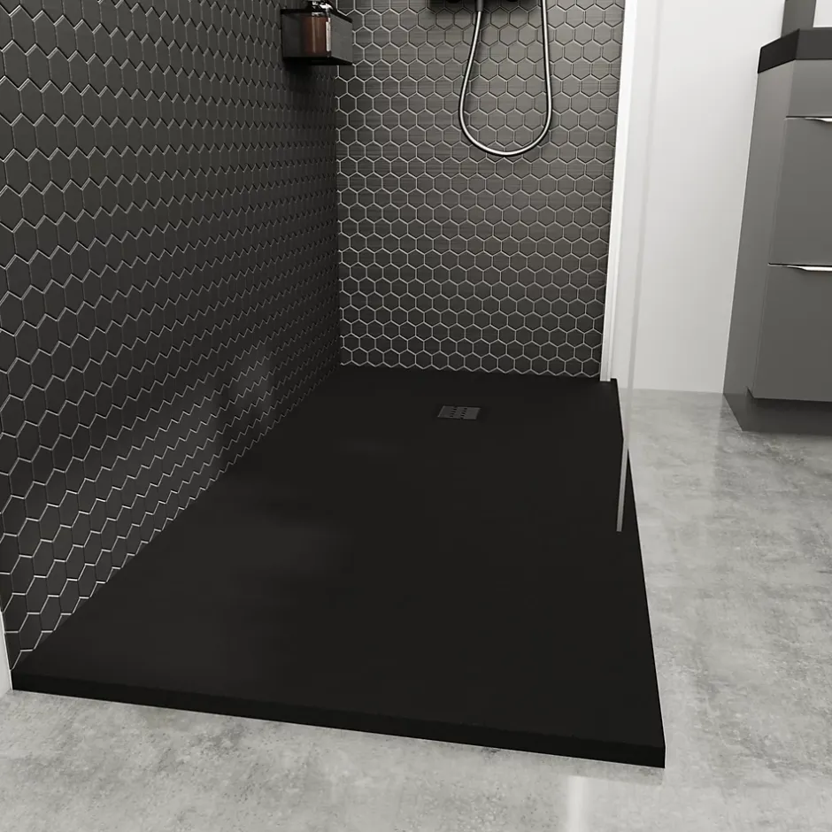GoodHome Receveur de douche 80 x 120 cm, résine, noir, Douro