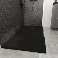 GoodHome Receveur de douche 80 x 160 cm, résine, noir, Douro