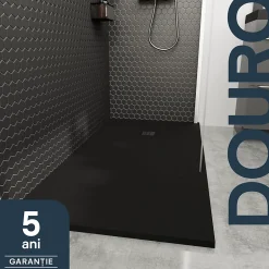 GoodHome Receveur de douche 80 x 140 cm, résine, noir, Douro