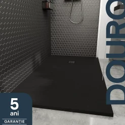 GoodHome Receveur de douche 90 x 160 cm, résine, noir, Douro