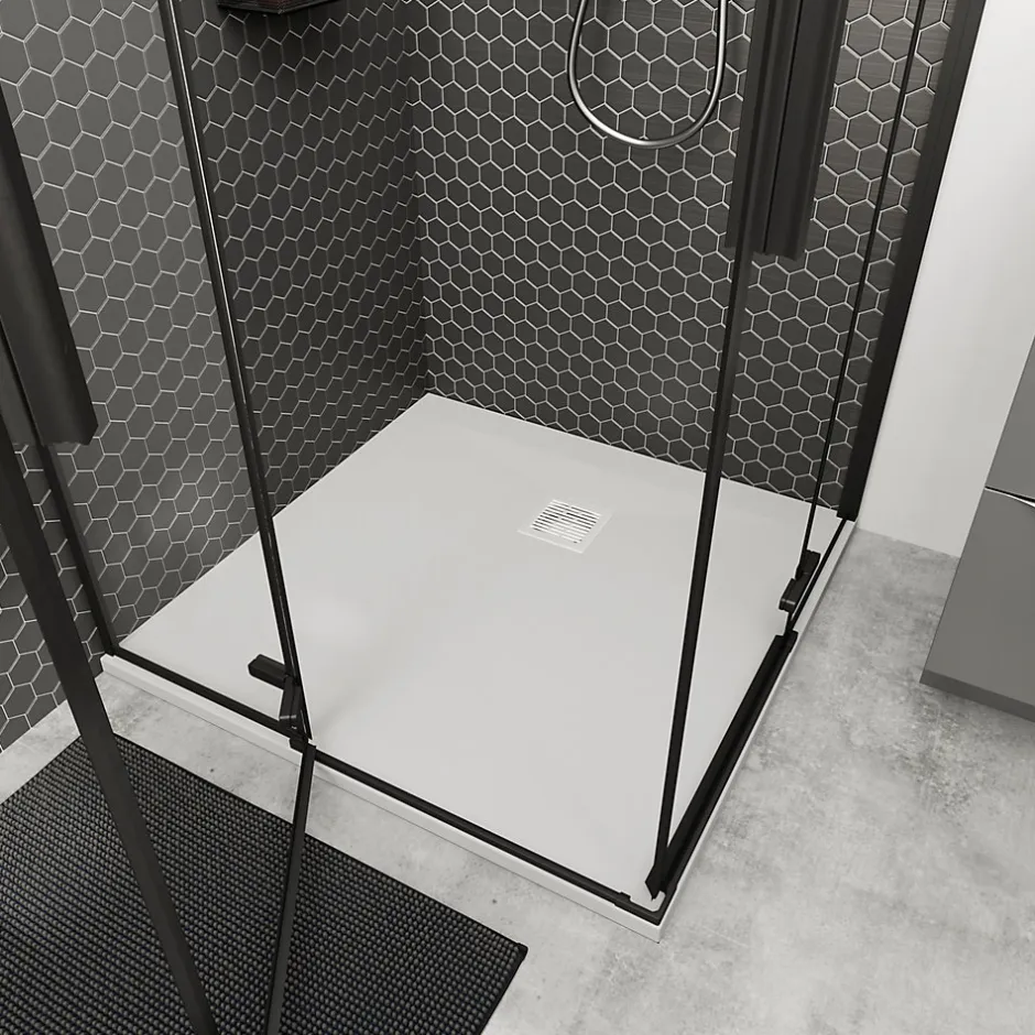 GoodHome Receveur de douche 100 x 100 cm, résine, blanc, Douro* Receveur De Douche