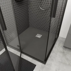 GoodHome Receveur de douche 90 x 90 cm, résine, gris, Douro
