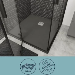 GoodHome Receveur de douche 90 x 90 cm, résine, gris, Douro