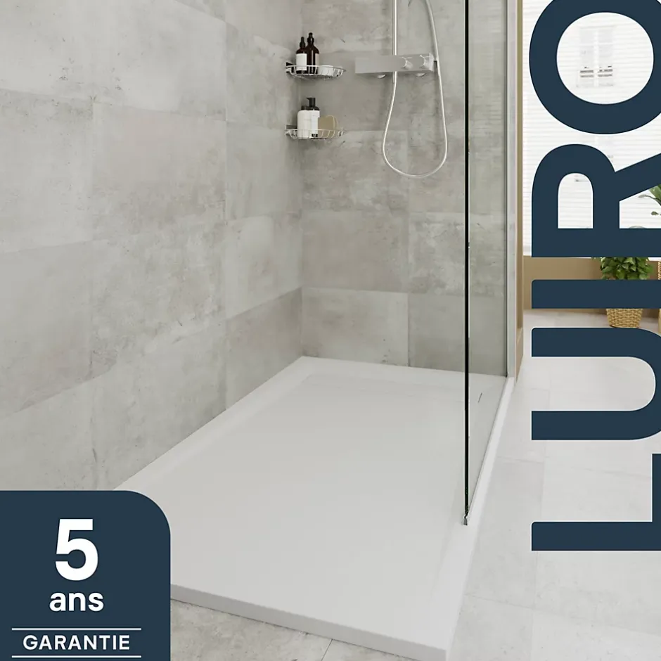 GoodHome Receveur de douche 90 x 140 cm, résine, blanc, Luiro* Receveur De Douche