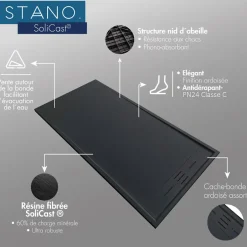 Stano Receveur de douche 90 x 170 cm extra plat blanc SALVI en SoliCast surface ardoisee* Receveur De Douche