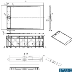 Stano Receveur de douche 90 x 170 cm extra plat blanc SALVI en SoliCast surface ardoisee* Receveur De Douche