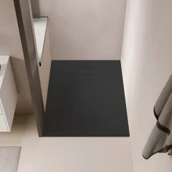 Stano Receveur de douche 80 x 120 cm extra plat noir PIATTO en SoliCast surface ardoisee