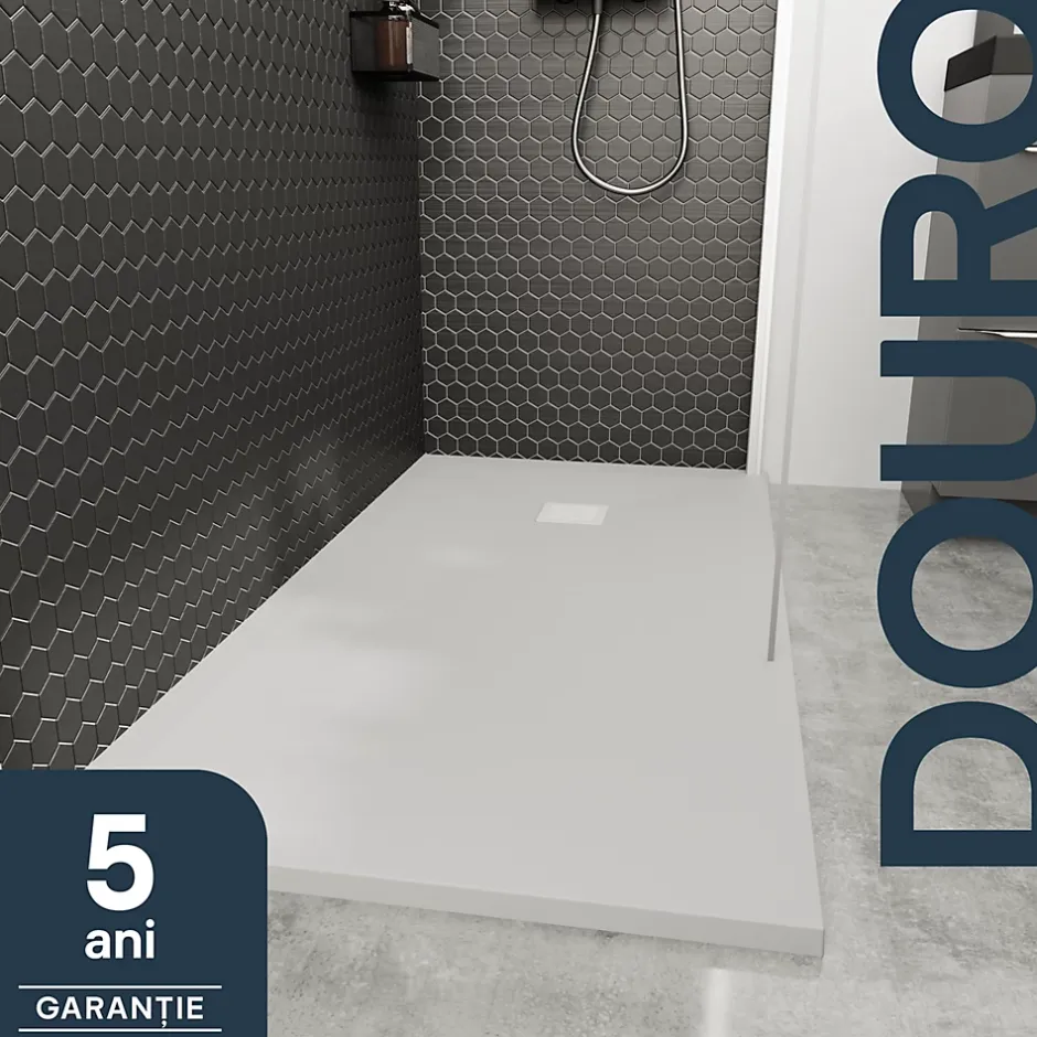 GoodHome Receveur de douche 80 x 160 cm, résine, blanc, Douro
