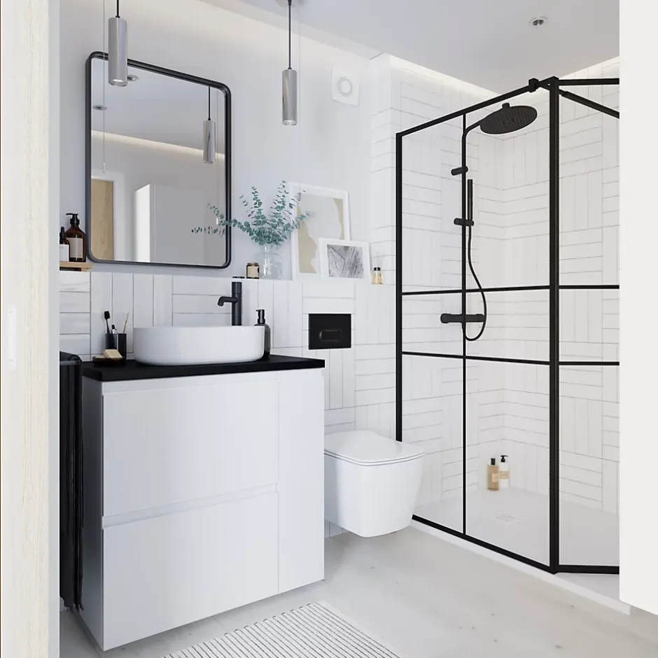 GoodHome Receveur de douche 90 x 120 cm, résine, blanc, Douro
