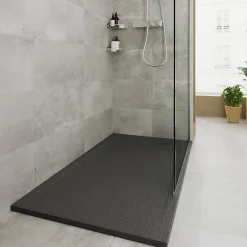 GoodHome Receveur de douche 80 x 140 cm, résine, noir, Luiro