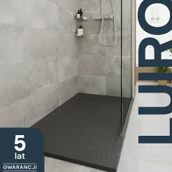 GoodHome Receveur de douche 80 x 140 cm, résine, noir, Luiro