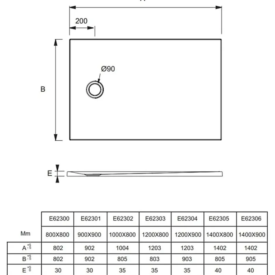 Jacob Delafon Receveur de douche 140 x 90 Ipso rectangle blanc