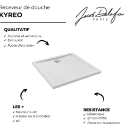 Jacob Delafon Receveur de douche 80 x 80 Kyreo ceramique carré blanc* Receveur De Douche