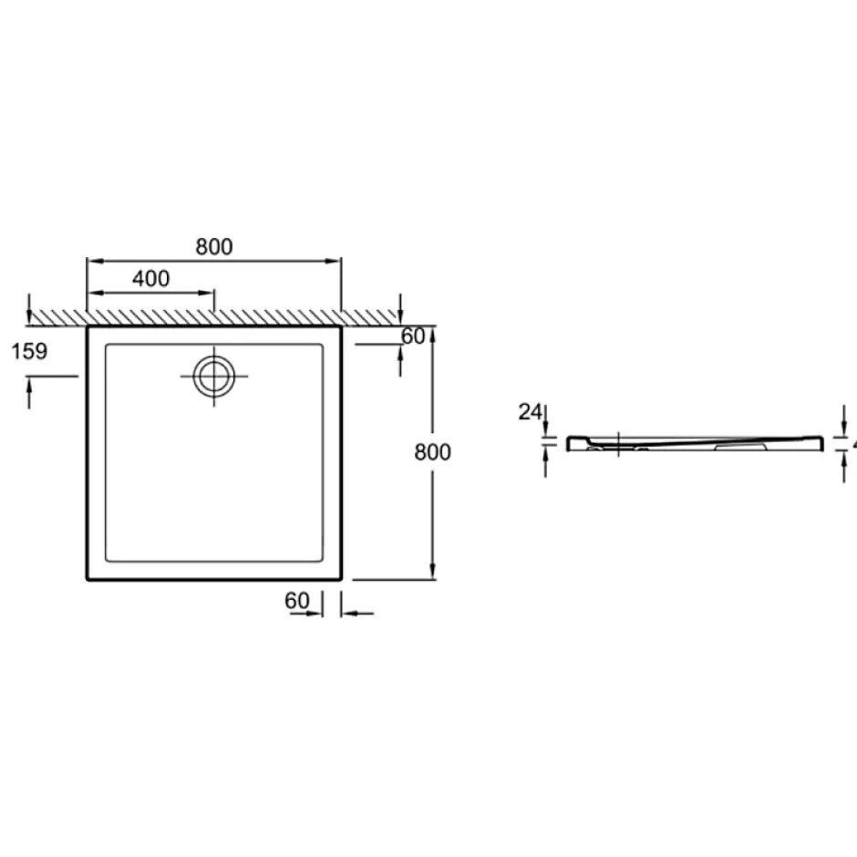 Jacob Delafon Receveur de douche 80 x 80 Kyreo ceramique carré blanc* Receveur De Douche
