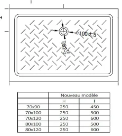 Ondee Receveur de douche 80 x 100 x 10 cm, blanc brillant, Cera Ondée