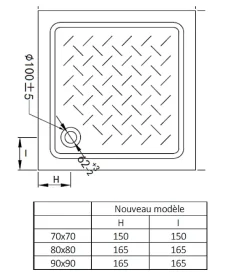 Ondee Receveur de douche 80 x 80 x 10 cm, blanc brillant, Cera Ondée