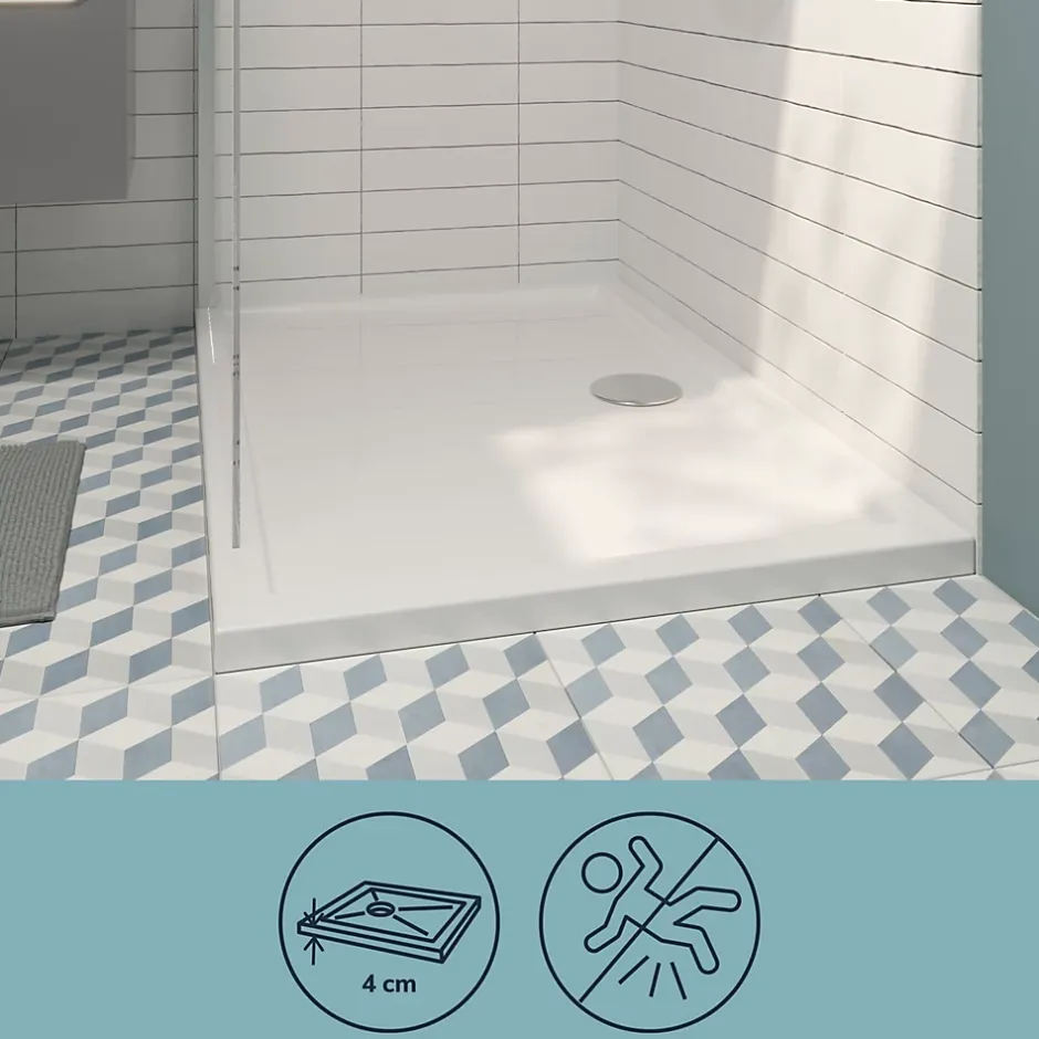 GoodHome Receveur de douche acrylique 80 x 120 cm, blanc, Vorma* Receveur De Douche