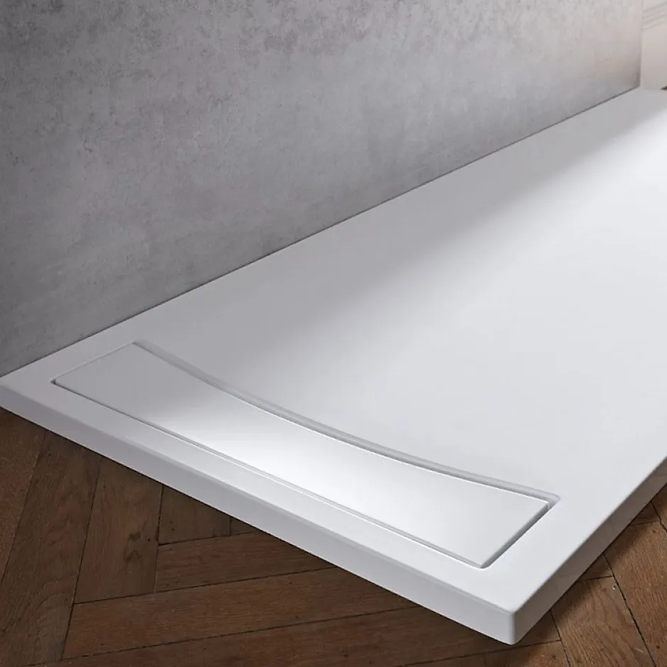 Jacob Delafon Receveur de douche antidérapant 160 x 90 Flight Neus acrylique rectangle blanc + bonde + capot