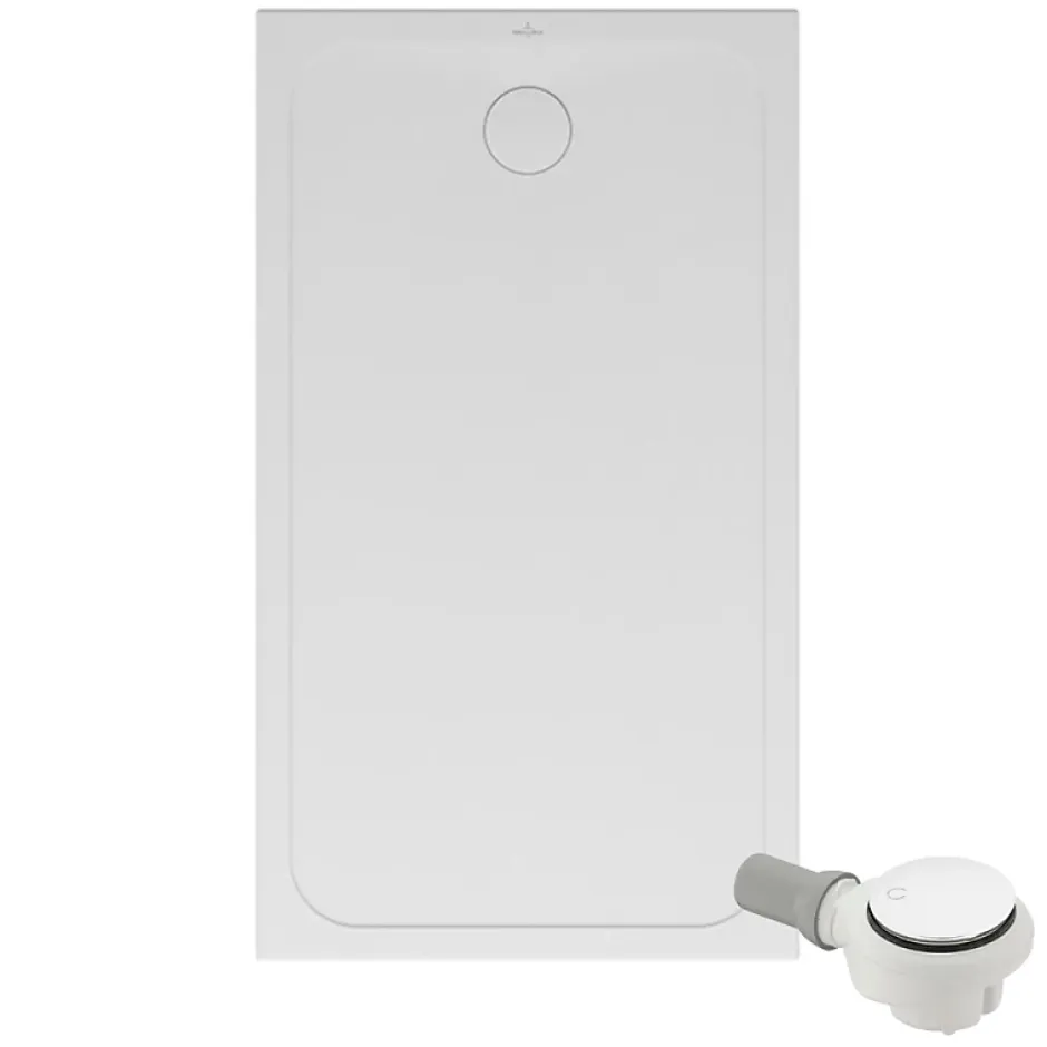 Villeroy & Boch Receveur de douche antidérapant 140 x 90 VILLEROY ET BOCH Lifetime Plus céramique blanc + Bonde blanc