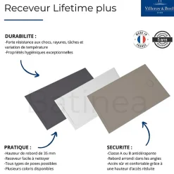 Villeroy & Boch Receveur de douche antidérapant 140 x 90 VILLEROY ET BOCH Lifetime Plus céramique blanc + Bonde blanc