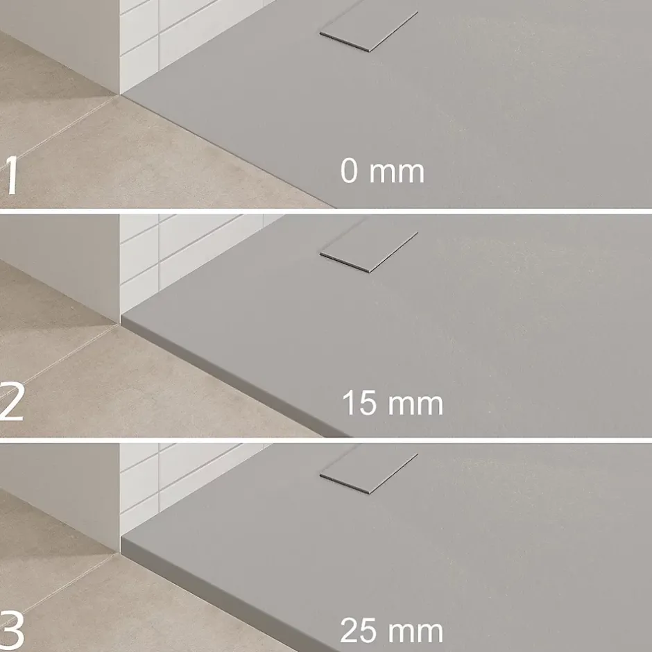 Saniverre Receveur de douche BAYA extra-plat aspect pierre gris 100 x 100 cm + bonde centrale* Receveur De Douche