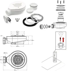 Saniverre Receveur de douche BAYA extra-plat aspect pierre gris 100 x 100 cm + bonde centrale* Receveur De Douche