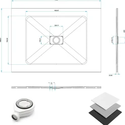 Saniverre Receveur de douche BAYA extra-plat aspect pierre noir 100 x 140 cm + bonde* Receveur De Douche