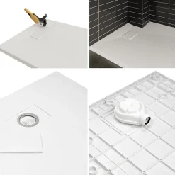 Saniverre Receveur de douche BAYA extra-plat aspect pierre blanc 80 x 160 cm + bonde* Receveur De Douche