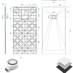 Saniverre Receveur de douche BAYA extra-plat aspect pierre blanc 80 x 160 cm + bonde* Receveur De Douche