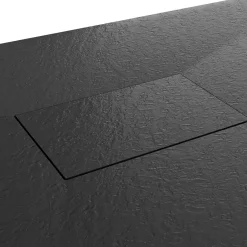 Saniverre Receveur de douche BAYA extra-plat aspect pierre noir 90 x 90 cm + bonde