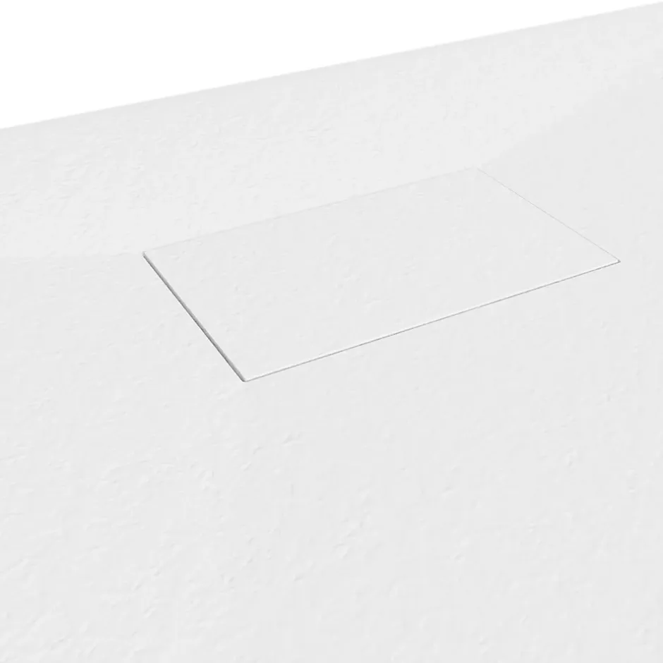 Saniverre Receveur de douche BAYA extra-plat aspect pierre blanc 90 x 160 cm + bonde