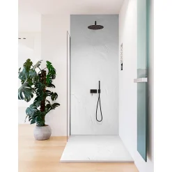 U-tile Receveur de douche blanc 120 x 80 cm en résine aspect ardoise - grille caniveau* Receveur De Douche