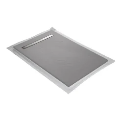 U-tile Receveur de douche blanc 120 x 80 cm en résine aspect ardoise - grille caniveau* Receveur De Douche