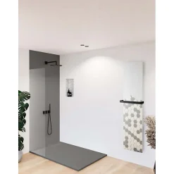 U-tile Receveur de douche blanc 120 x 80 cm en résine aspect ardoise - grille caniveau* Receveur De Douche