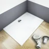AICA Sanitaire Receveur de douche blanc 90x80x3 cm - Extra plat - Carré - Résine antidérapante avec le bonde de douche et siphon 90cm* Receveur De Douche