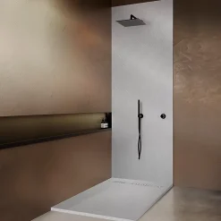 U-tile Receveur de douche blanc 150 x 100 cm haute densité aspect ardoise - grille caniveau