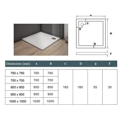 AICA Sanitaire Receveur de douche blanc - 80x80x3cm - carré - Bac à douche extra plat - Antidérapant