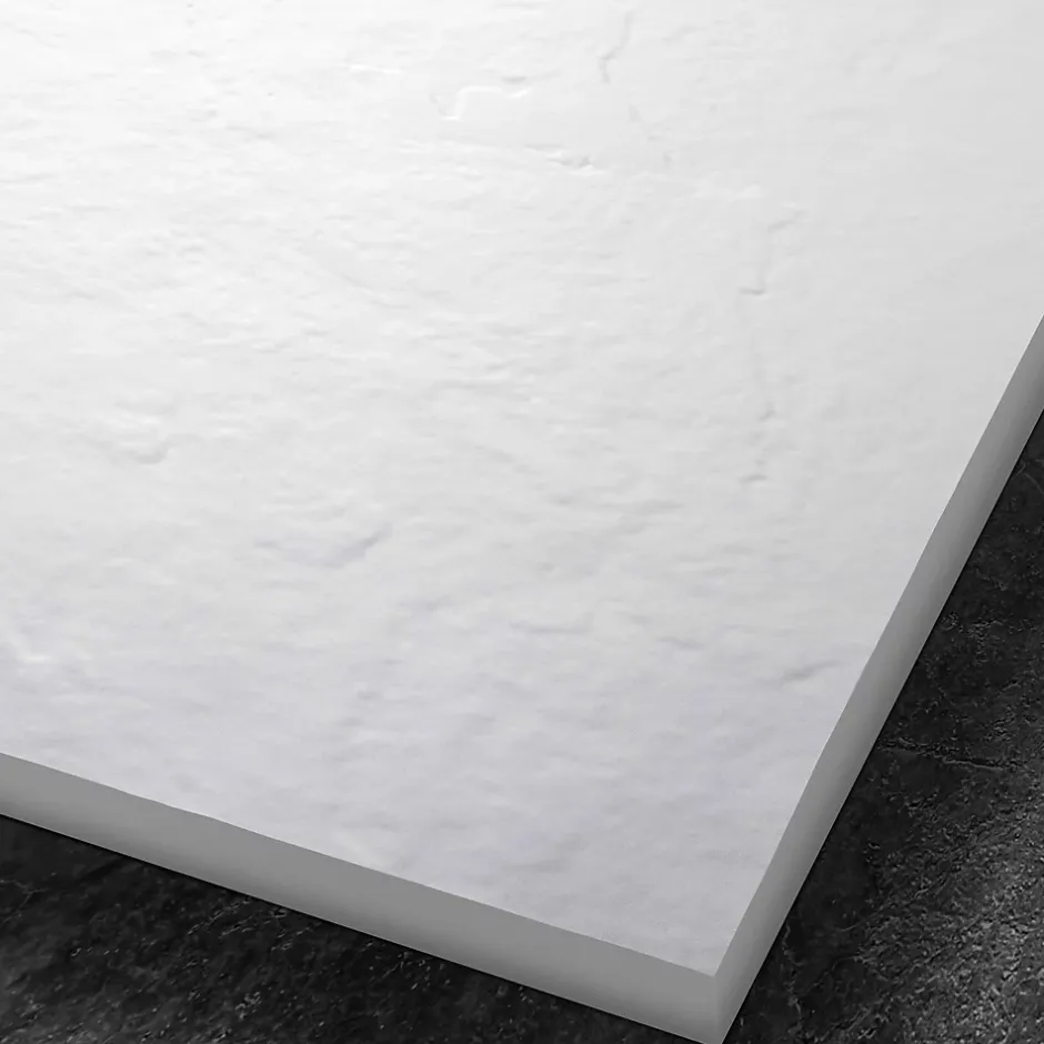 U-tile Receveur de douche blanc 200 x 100 cm haute densité aspect ardoise - grille caniveau* Receveur De Douche
