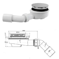 Otitec Receveur de douche en acrylique blanc - rectangulaire - ZAHER - 100 x 90