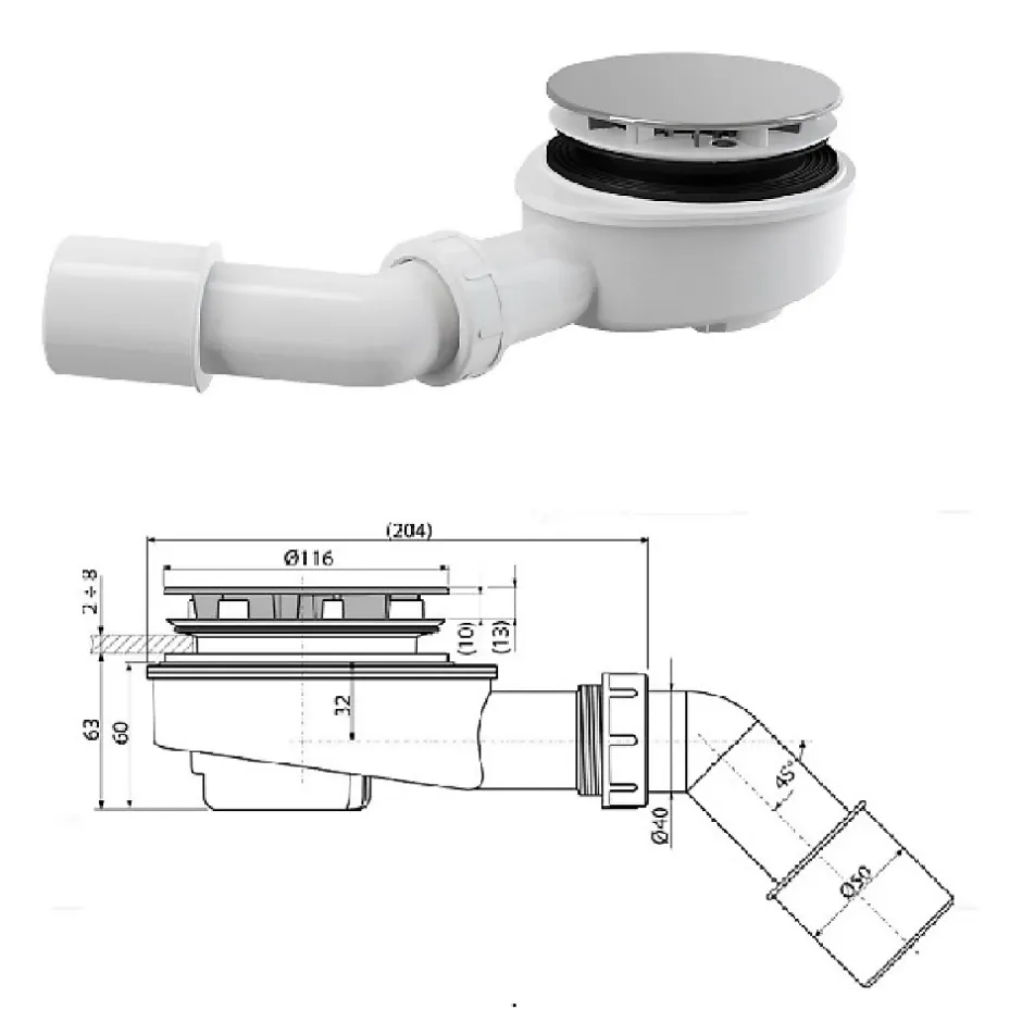 Otitec Receveur de douche en acrylique blanc - rectangulaire - ZAHER - 100 x 90