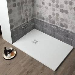 Kiamami Valentina Receveur De Douche En Résine 150X80 Blanc Effet Pierre