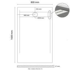 Cosyneo Receveur de douche en résine extra plat à poser 80x160cm - blanc - Arhus