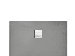 Vente-unique Receveur de douche extra plat à poser ou à encastrer recoupable en résine SMC avec siphon - Gris - 140 x 90 cm - MIRNOSA