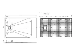 Vente-unique Receveur de douche extra plat à poser ou à encastrer recoupable en résine SMC avec siphon - Gris - 140 x 90 cm - MIRNOSA