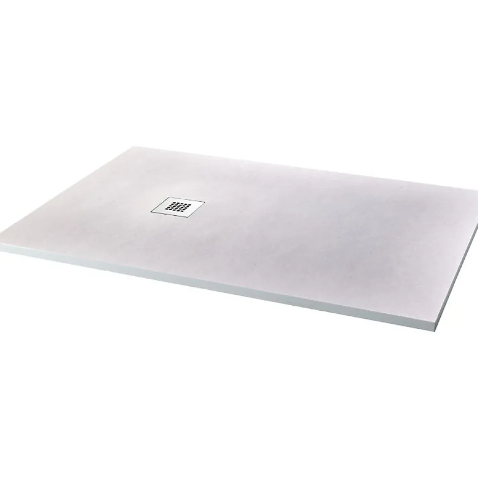 Planète Bain Receveur de douche extra plat à poser 80x120 Design reflet ardoisé Blanc