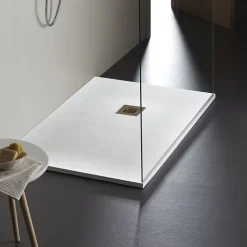 Planète Bain Receveur de douche extra plat à poser 80x120 Design reflet ardoisé Blanc