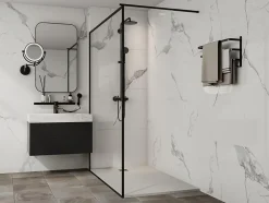 Vente-unique Receveur de douche extra plat à poser ou à encastrer recoupable en résine SMC - Blanc - 160 x 90 cm - MIRNOSA* Receveur De Douche